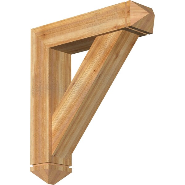 Ekena Millwork Traditional Arts and Crafts Rough Sawn Bracket w/ Offset Brace, Western Red Cedar, 8"W x 34"D x 38"H BKT0806X34X38TRA03RWR - main